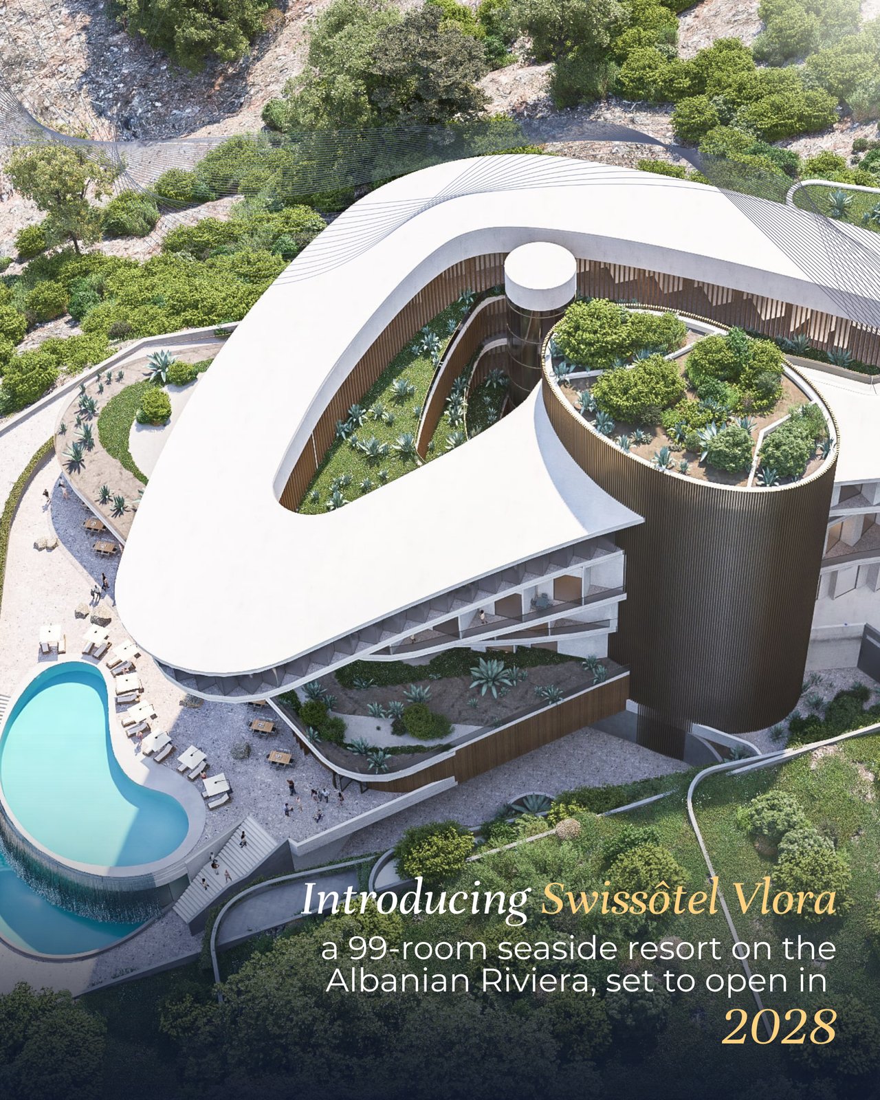Swissôtel Vlora · Slide 2 · Rendu 3D du resort côtier