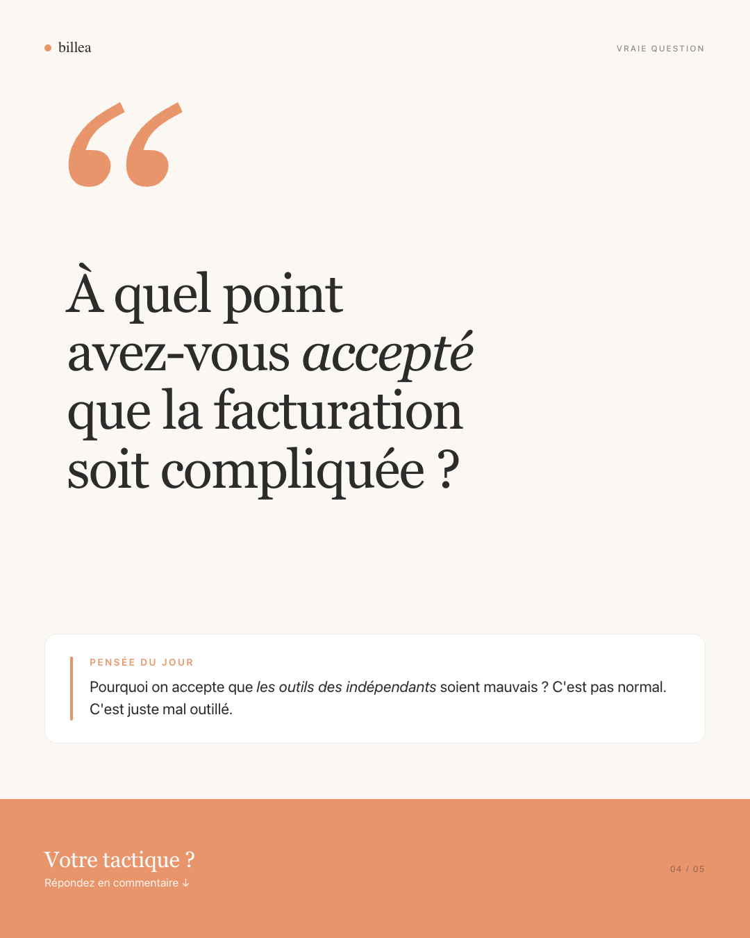 Billea · post LinkedIn 04 · question d'engagement